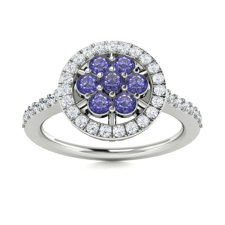 14Kt Gold Round Brilliant Cut Tanzanite and Diamond Ladies Ring (Tanzanite 0.40 cts. White Diamonds 0.30 cts.)