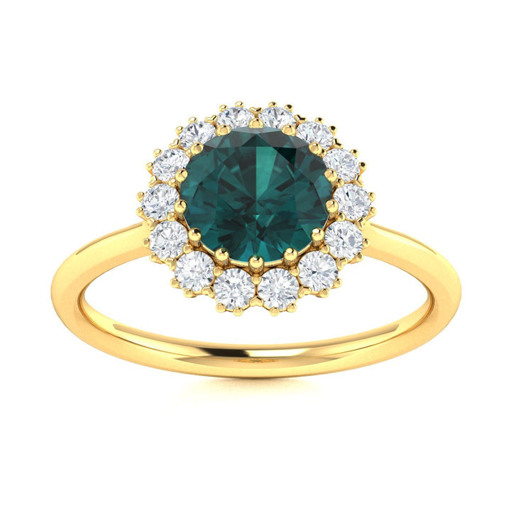 14KT Gold Round Brilliant Natural Alexandrite and Diamond Ladies Ring (Alexandrite 1.00 cts. White Diamond 0.20 cts.)