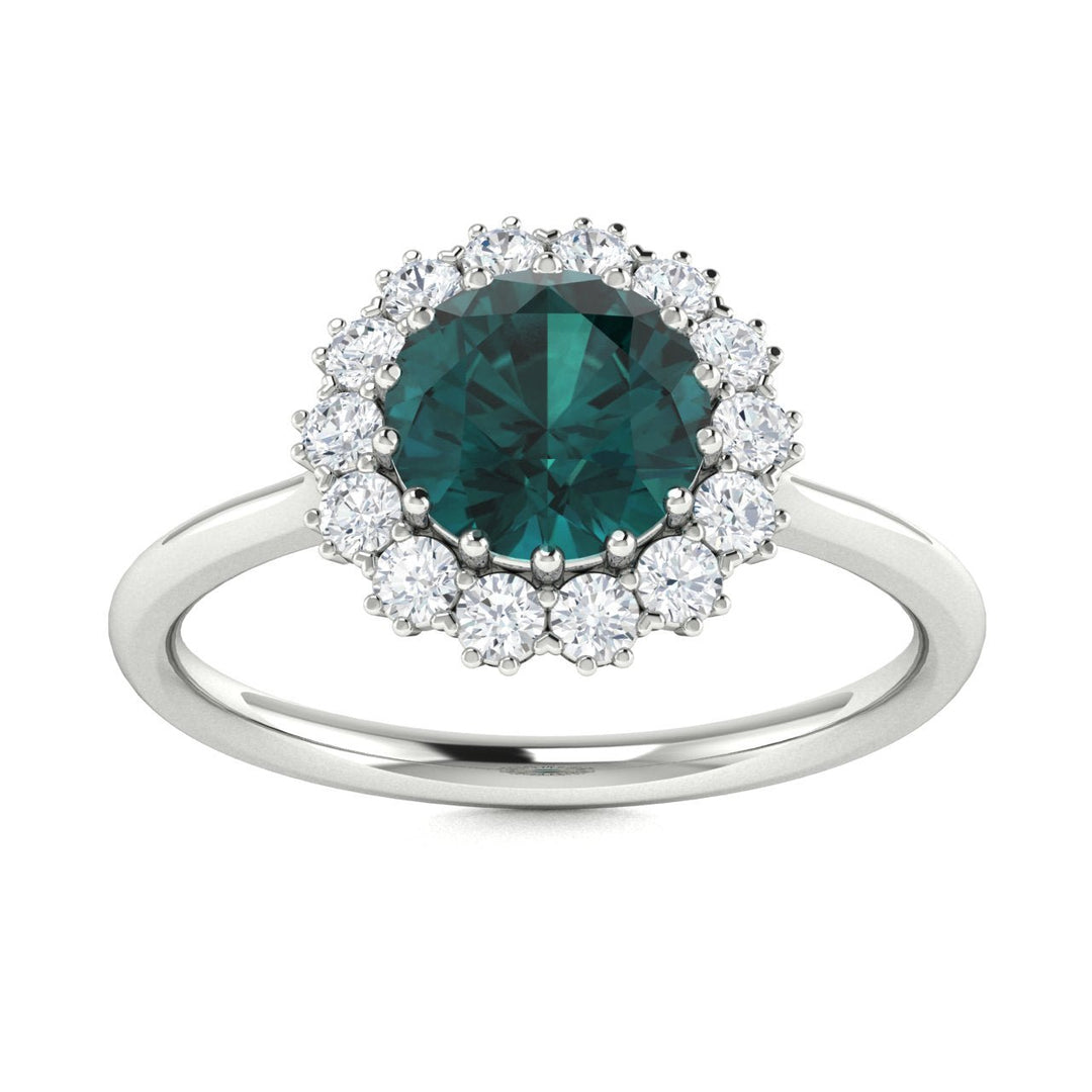 14KT Gold Round Brilliant Natural Alexandrite and Diamond Ladies Ring (Alexandrite 1.00 cts. White Diamond 0.20 cts.)