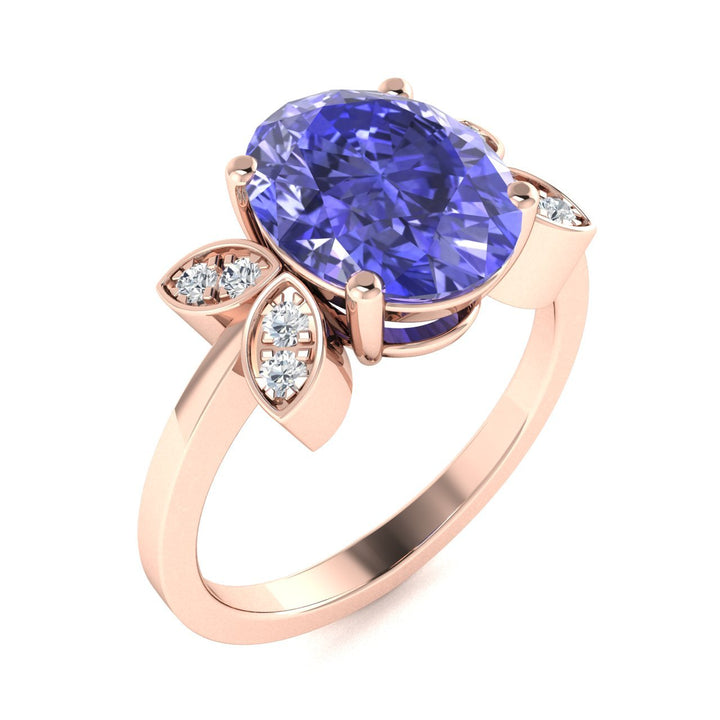 14KT Gold Tanzanite and Diamond Ladies Ring (Tanzanite 0.96 cts. White Diamond 0.03 cts.)