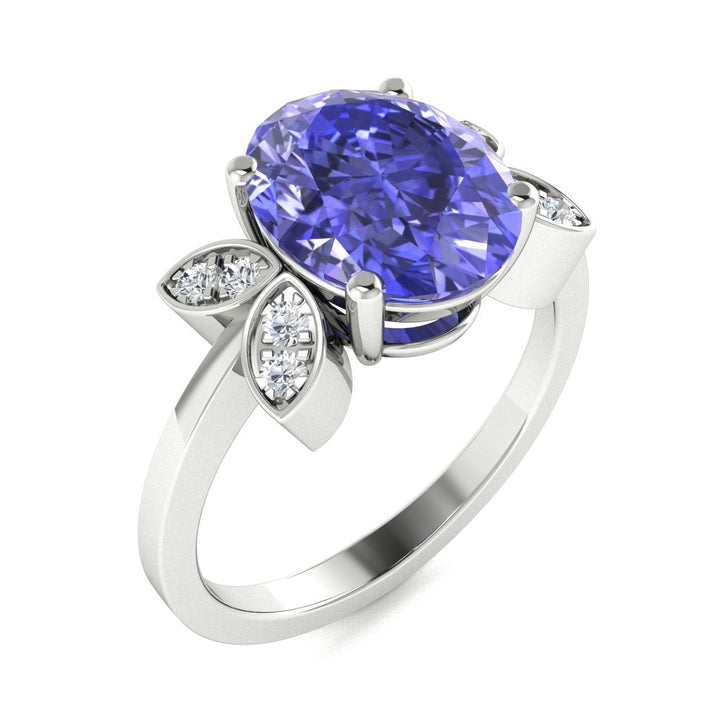 14KT Gold Tanzanite and Diamond Ladies Ring (Tanzanite 0.96 cts. White Diamond 0.03 cts.)