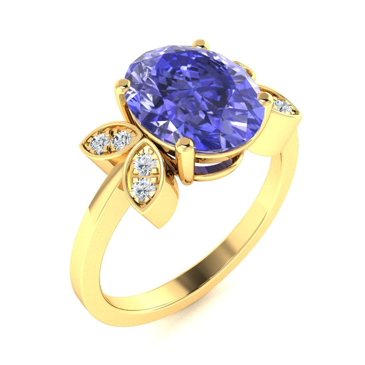 14KT Gold Tanzanite and Diamond Ladies Ring (Tanzanite 0.96 cts. White Diamond 0.03 cts.)