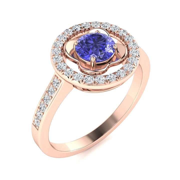 14KT Gold Tanzanite and Diamond Ladies Ring (Tanzanite 1.09 cts. White Diamond 0.25 cts.)