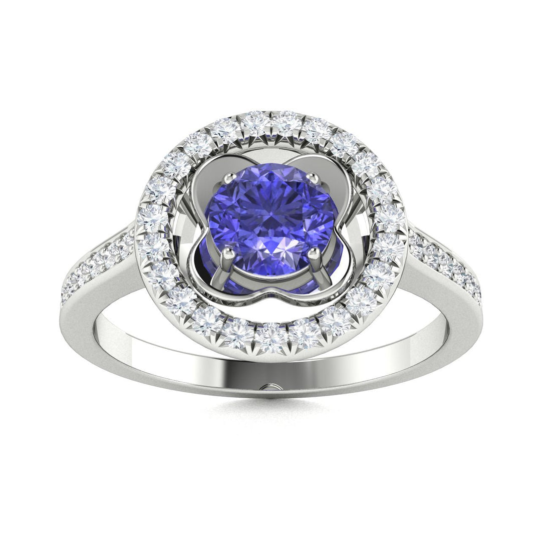 14KT Gold Tanzanite and Diamond Ladies Ring (Tanzanite 1.09 cts. White Diamond 0.25 cts.)