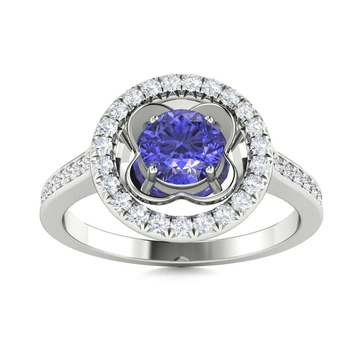 14KT Gold Tanzanite and Diamond Ladies Ring (Tanzanite 1.09 cts. White Diamond 0.25 cts.)