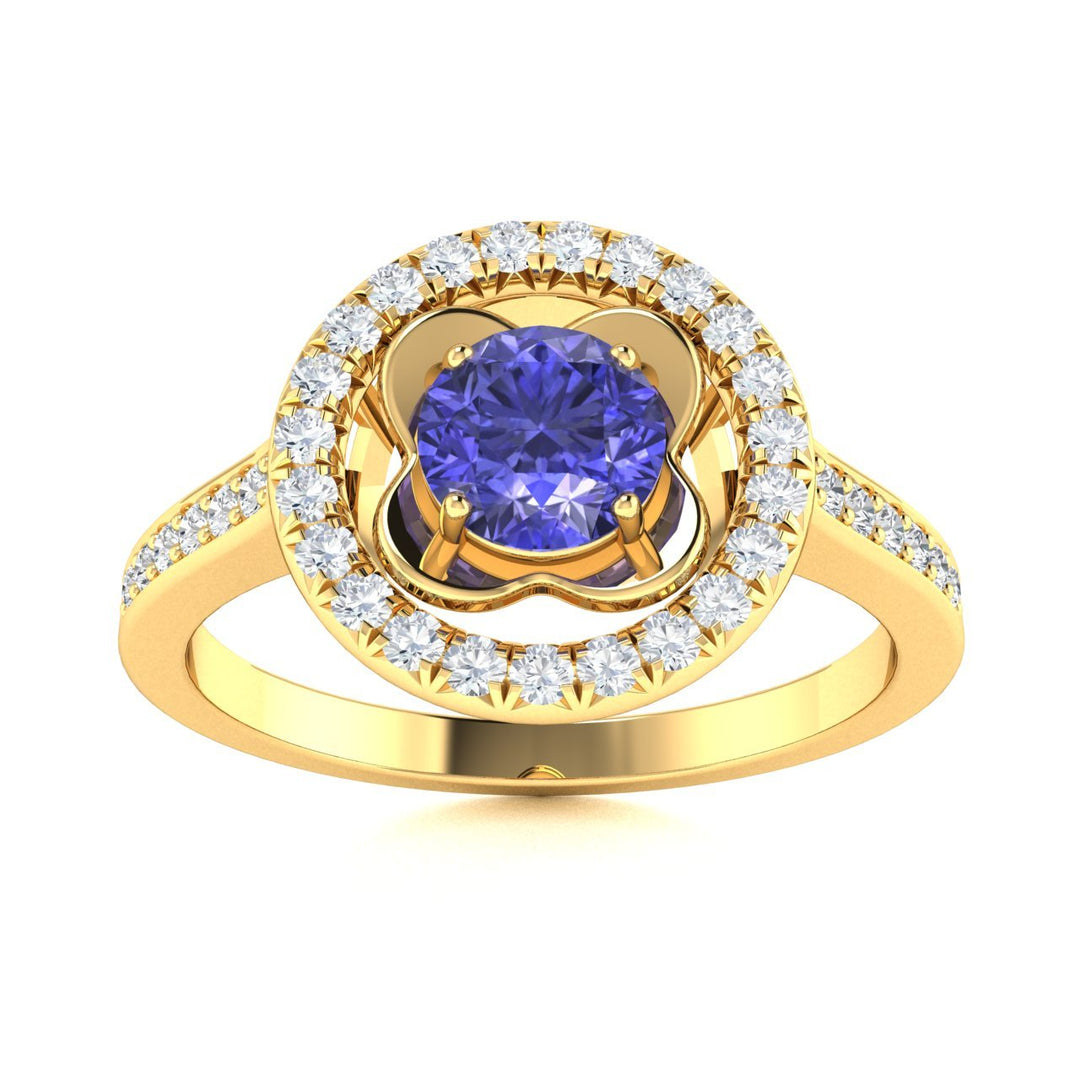 14KT Gold Tanzanite and Diamond Ladies Ring (Tanzanite 1.09 cts. White Diamond 0.25 cts.)