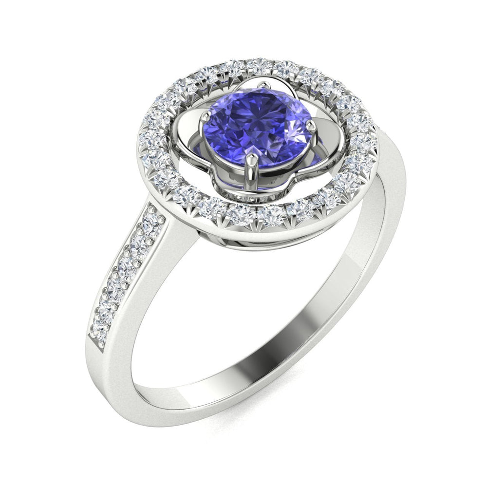 14KT Gold Tanzanite and Diamond Ladies Ring (Tanzanite 1.09 cts. White Diamond 0.25 cts.)