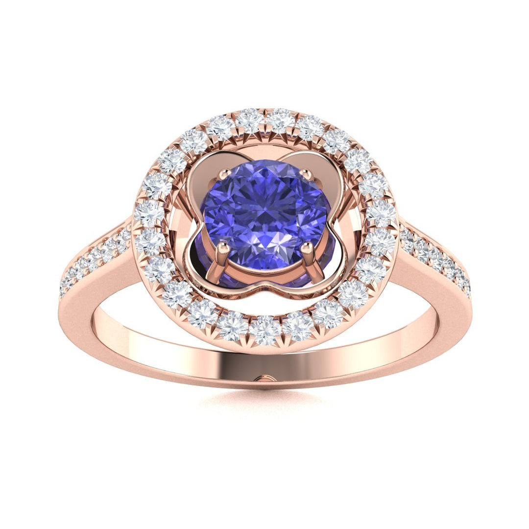 14KT Gold Tanzanite and Diamond Ladies Ring (Tanzanite 1.09 cts. White Diamond 0.25 cts.)