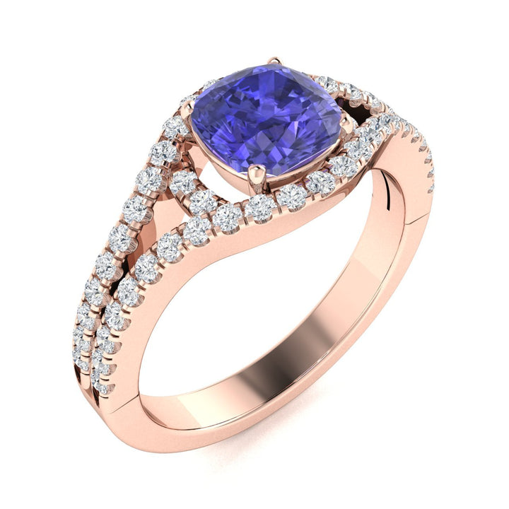 14KT Gold Tanzanite and Diamond Ladies Ring (Tanzanite 1.44 cts. White Diamond 0.49 cts.)