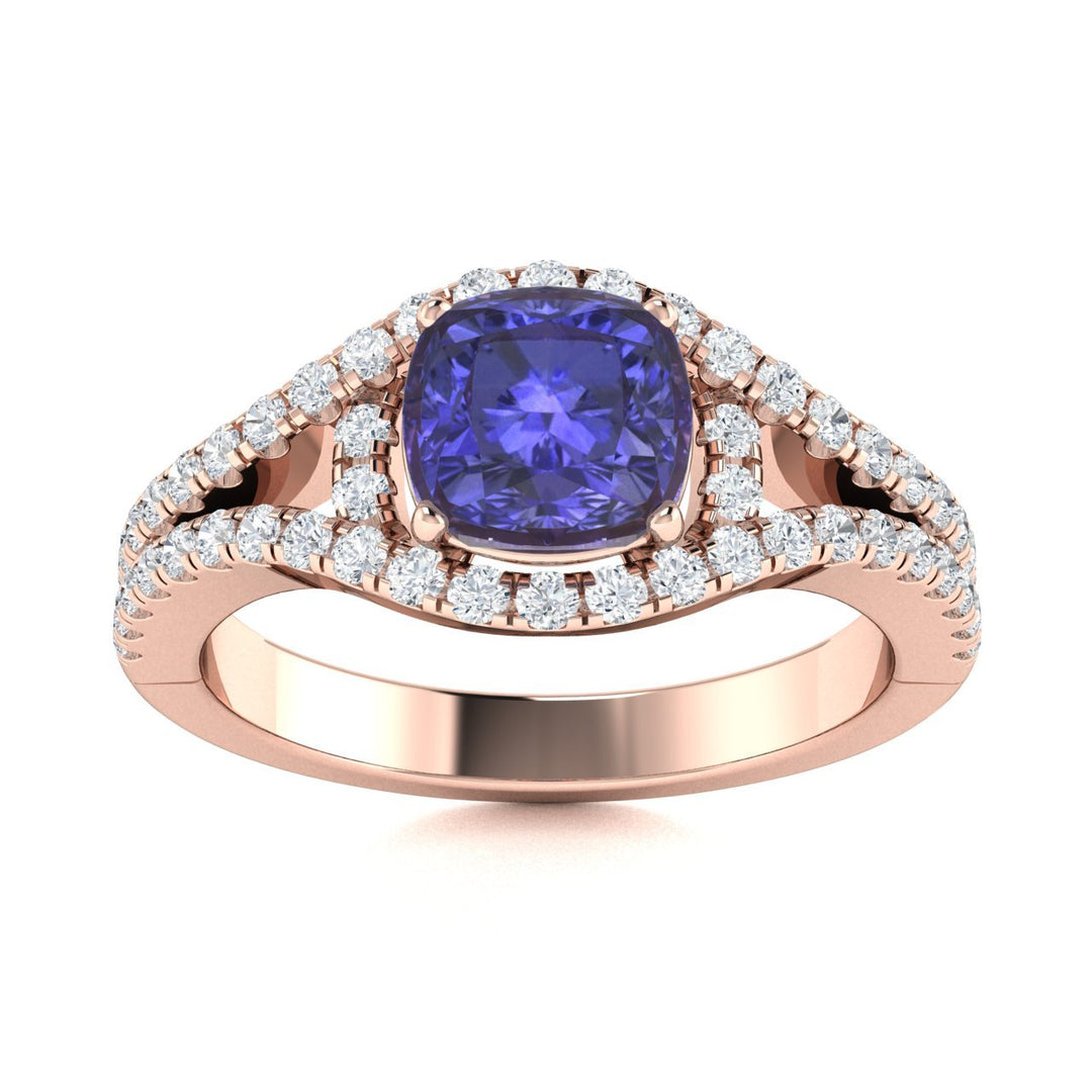 14KT Gold Tanzanite and Diamond Ladies Ring (Tanzanite 1.44 cts. White Diamond 0.49 cts.)