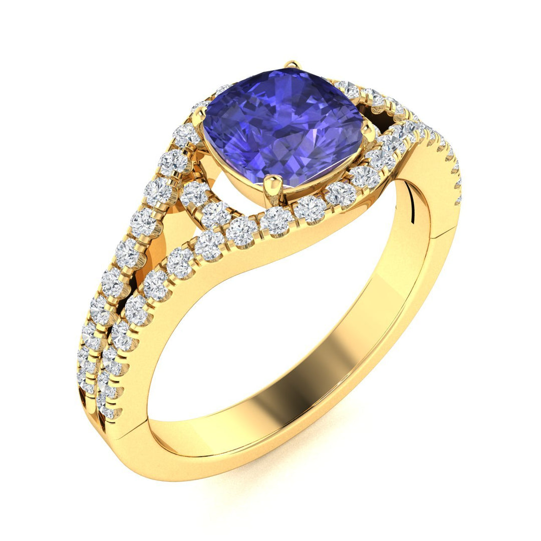 14KT Gold Tanzanite and Diamond Ladies Ring (Tanzanite 1.44 cts. White Diamond 0.49 cts.)