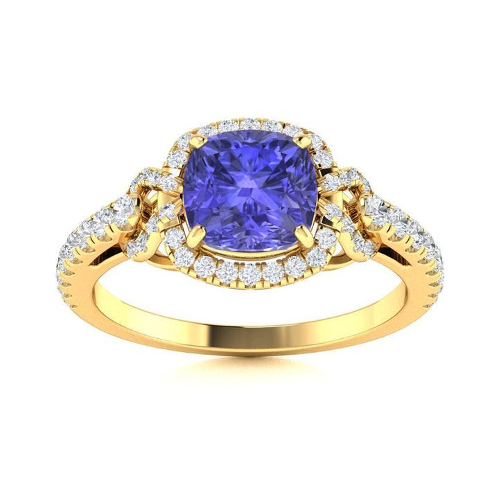 14KT Gold Tanzanite and Diamond Ladies Ring (Tanzanite 1.54 cts White Diamonds 0.40 cts)