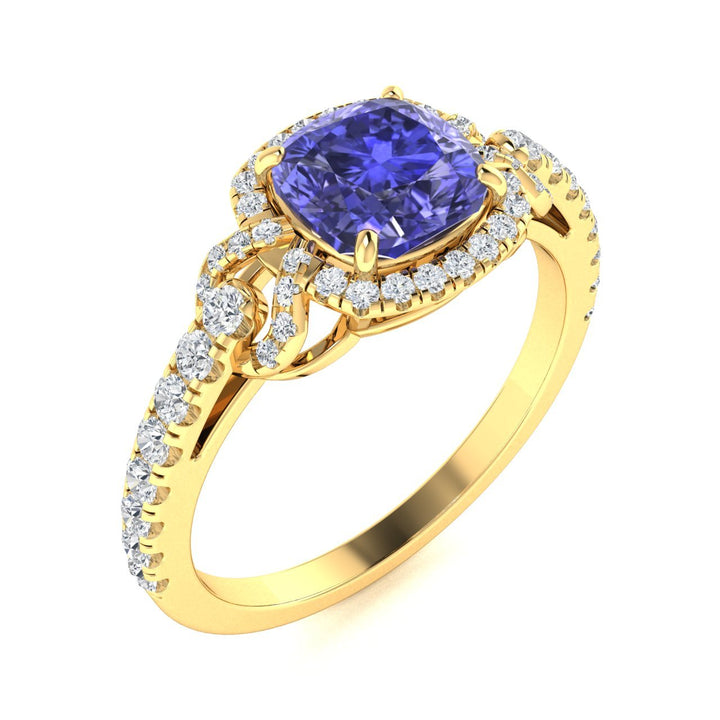 14KT Gold Tanzanite and Diamond Ladies Ring (Tanzanite 1.54 cts White Diamonds 0.40 cts)