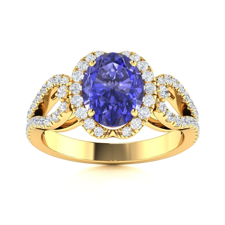 14KT Gold Tanzanite and Diamond Ladies Ring (Tanzanite 1.65 cts White Diamonds 0.39 cts)