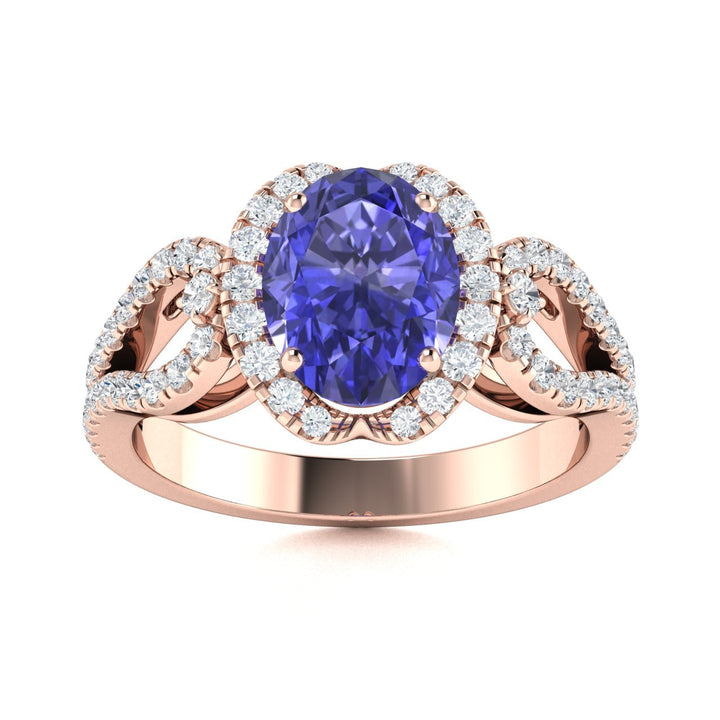 14KT Gold Tanzanite and Diamond Ladies Ring (Tanzanite 1.65 cts White Diamonds 0.39 cts)