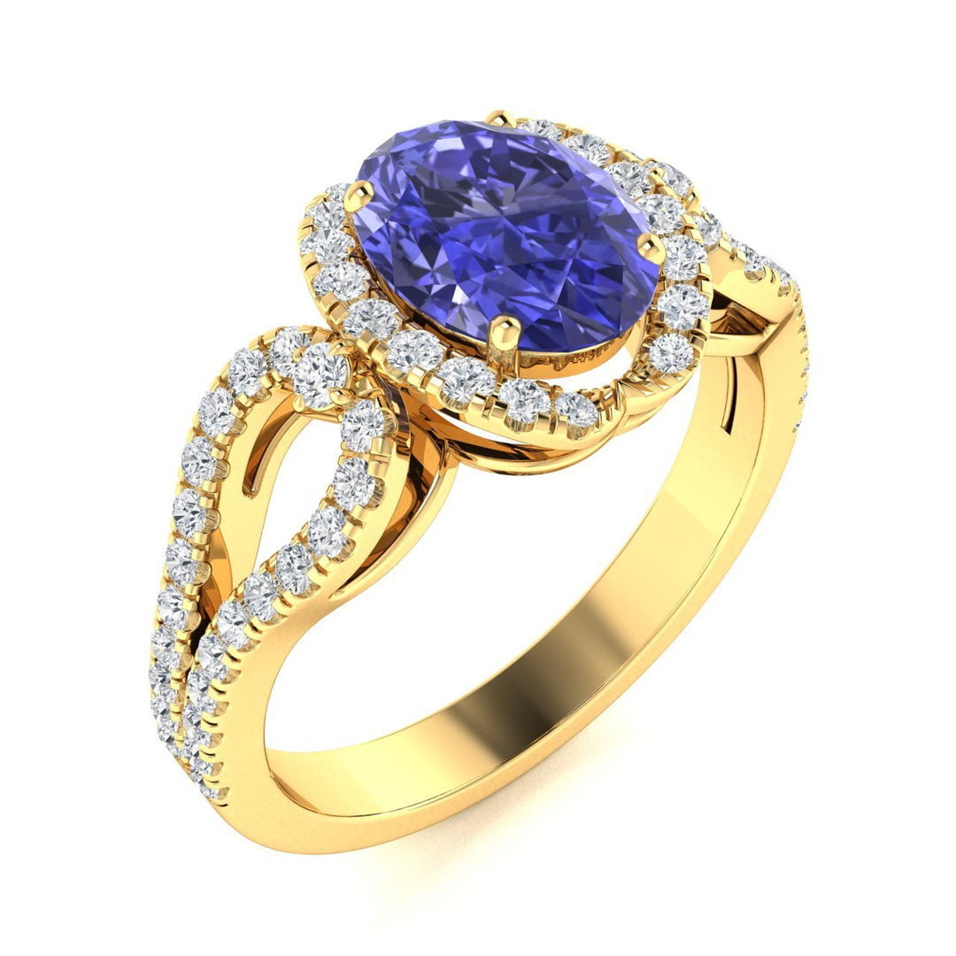 14KT Gold Tanzanite and Diamond Ladies Ring (Tanzanite 1.65 cts White Diamonds 0.39 cts)