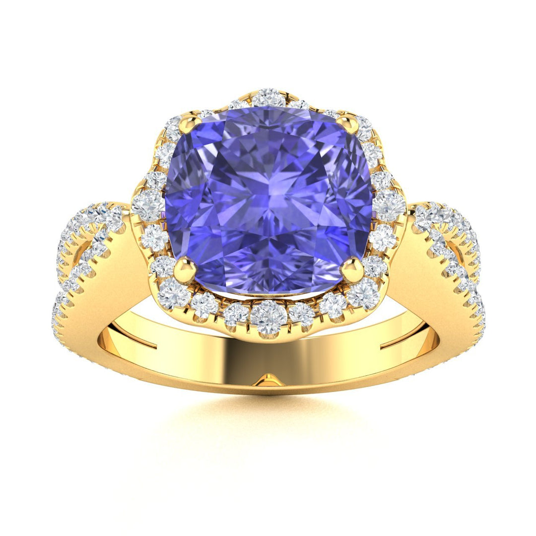 14KT Gold Tanzanite and Diamond Ladies Ring (Tanzanite 1.68 cts. White Diamond 0.34 cts.)