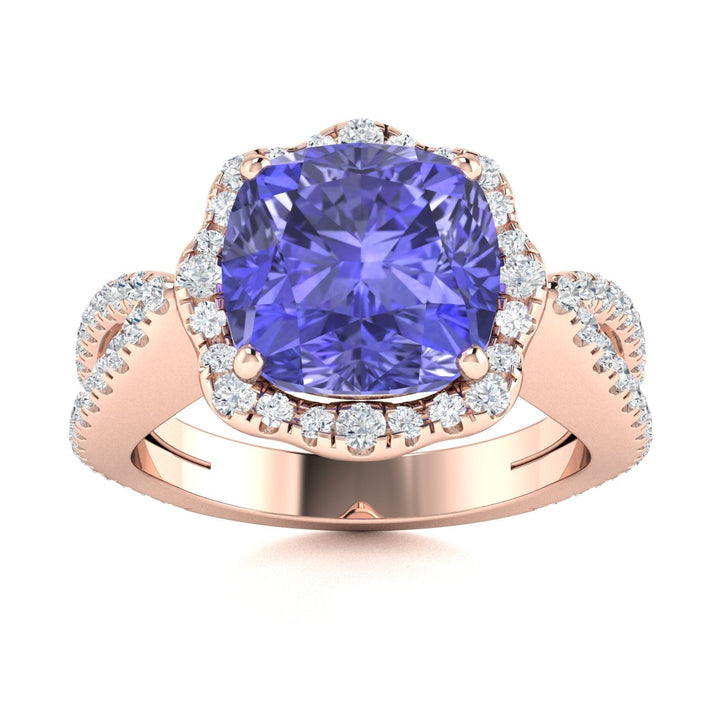 14KT Gold Tanzanite and Diamond Ladies Ring (Tanzanite 1.68 cts. White Diamond 0.34 cts.)