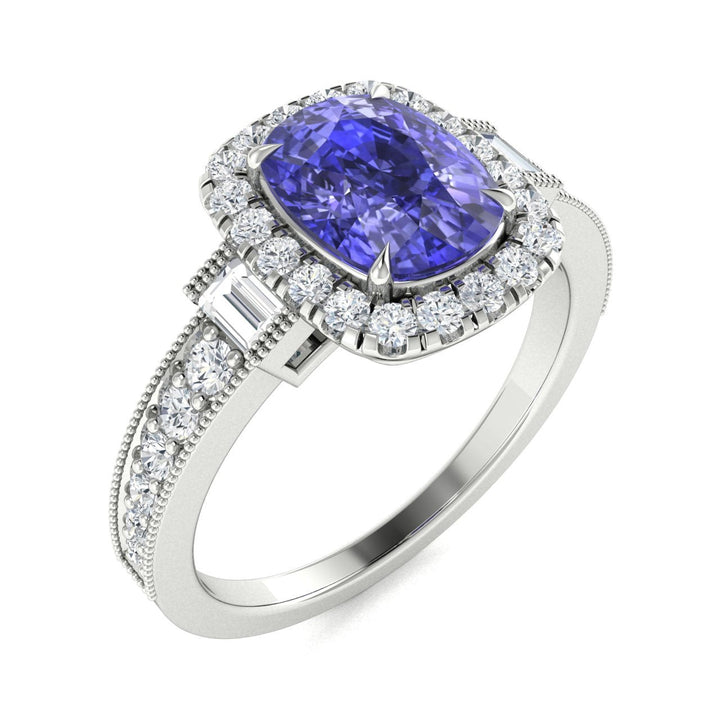 14KT Gold Tanzanite and Diamond Ladies Ring (Tanzanite 2.85 cts White Diamonds 1.00 cts)