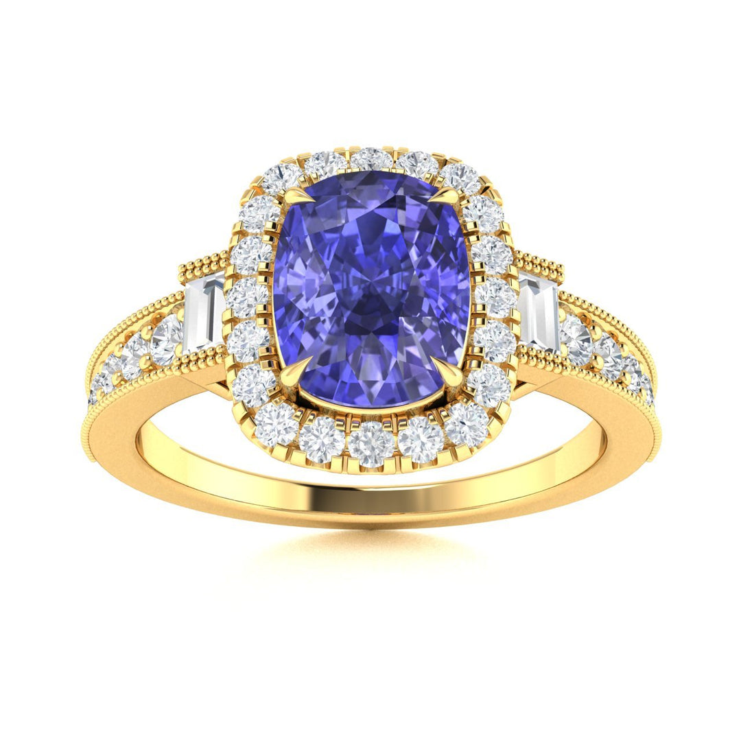 14KT Gold Tanzanite and Diamond Ladies Ring (Tanzanite 2.85 cts White Diamonds 1.00 cts)