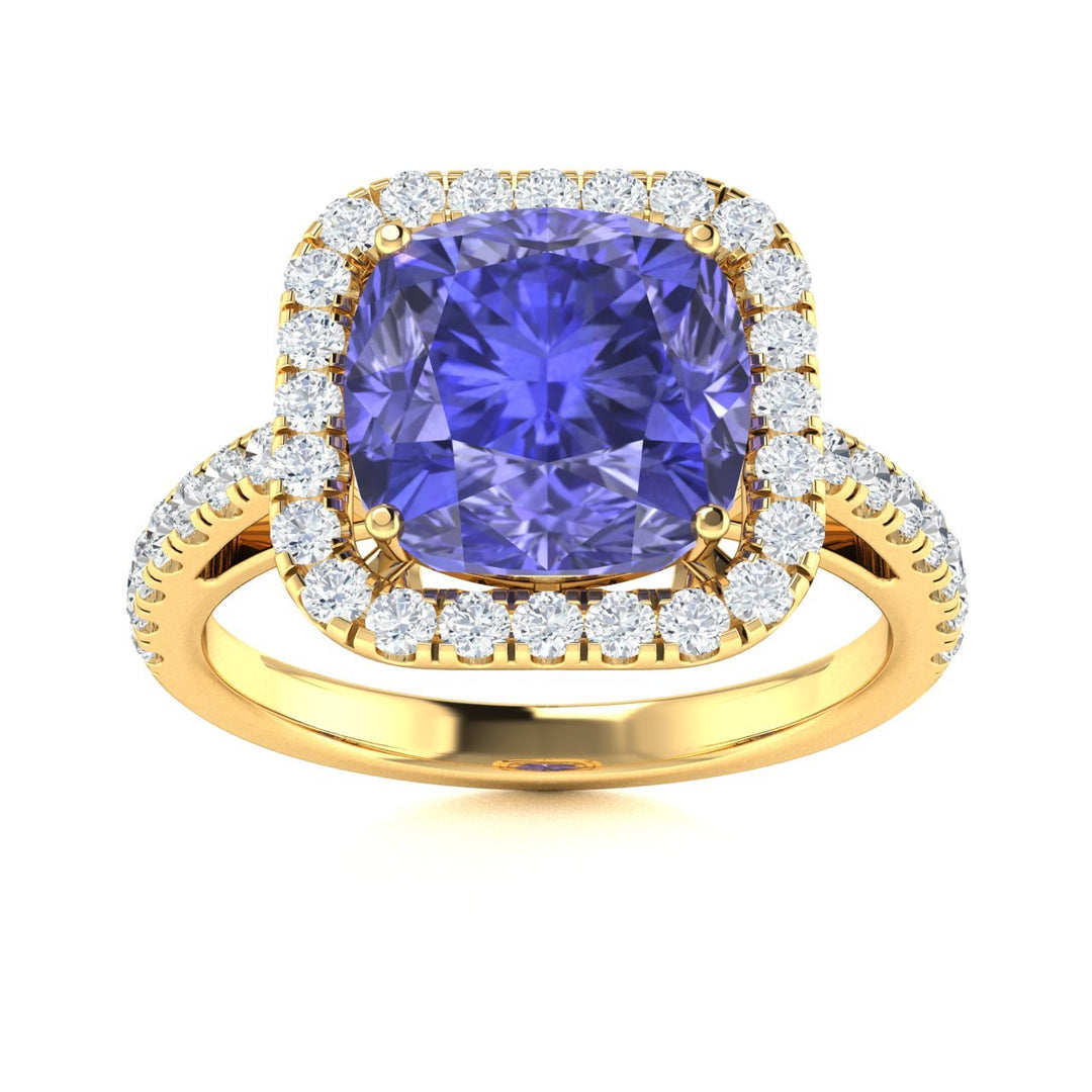 14KT Gold Tanzanite and Diamond Ladies Ring (Tanzanite 2.93 cts White Diamonds 0.48 cts)