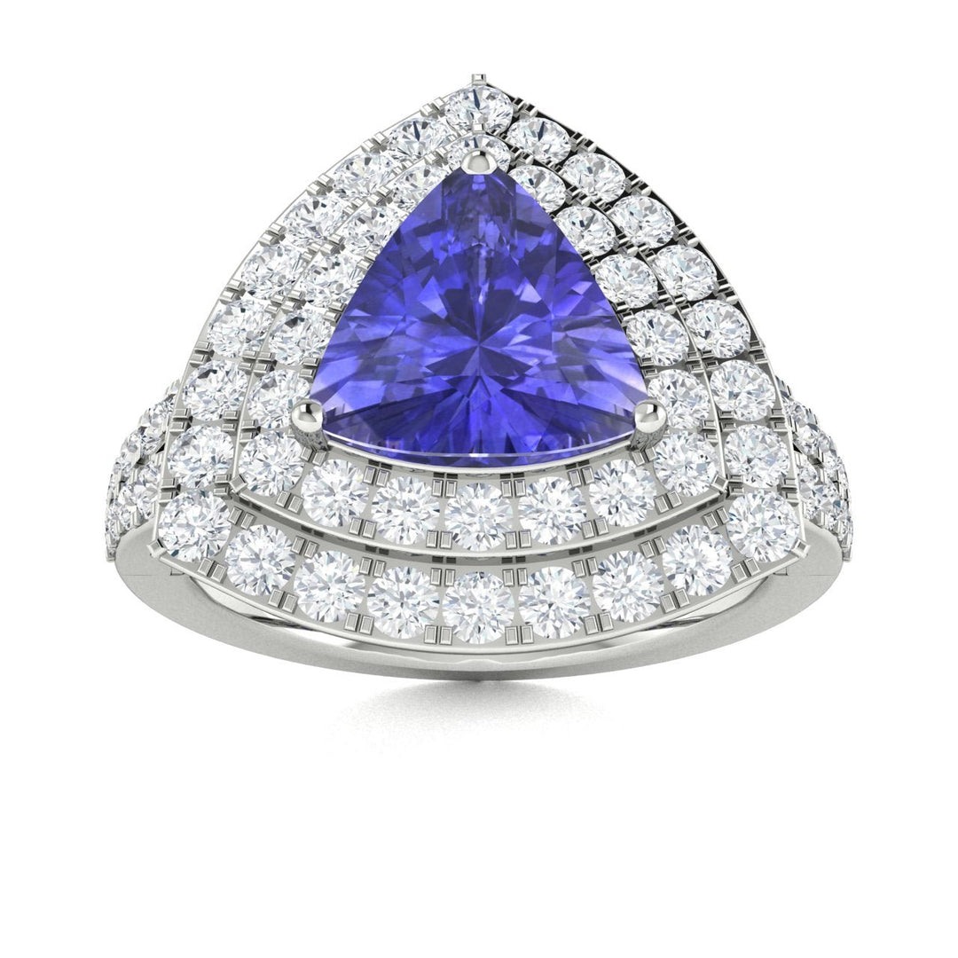 14KT Gold Triangle Tanzanite and Diamond Ladies Ring (Tanzanite 1.80 cts. White Diamond 1.00cts.)