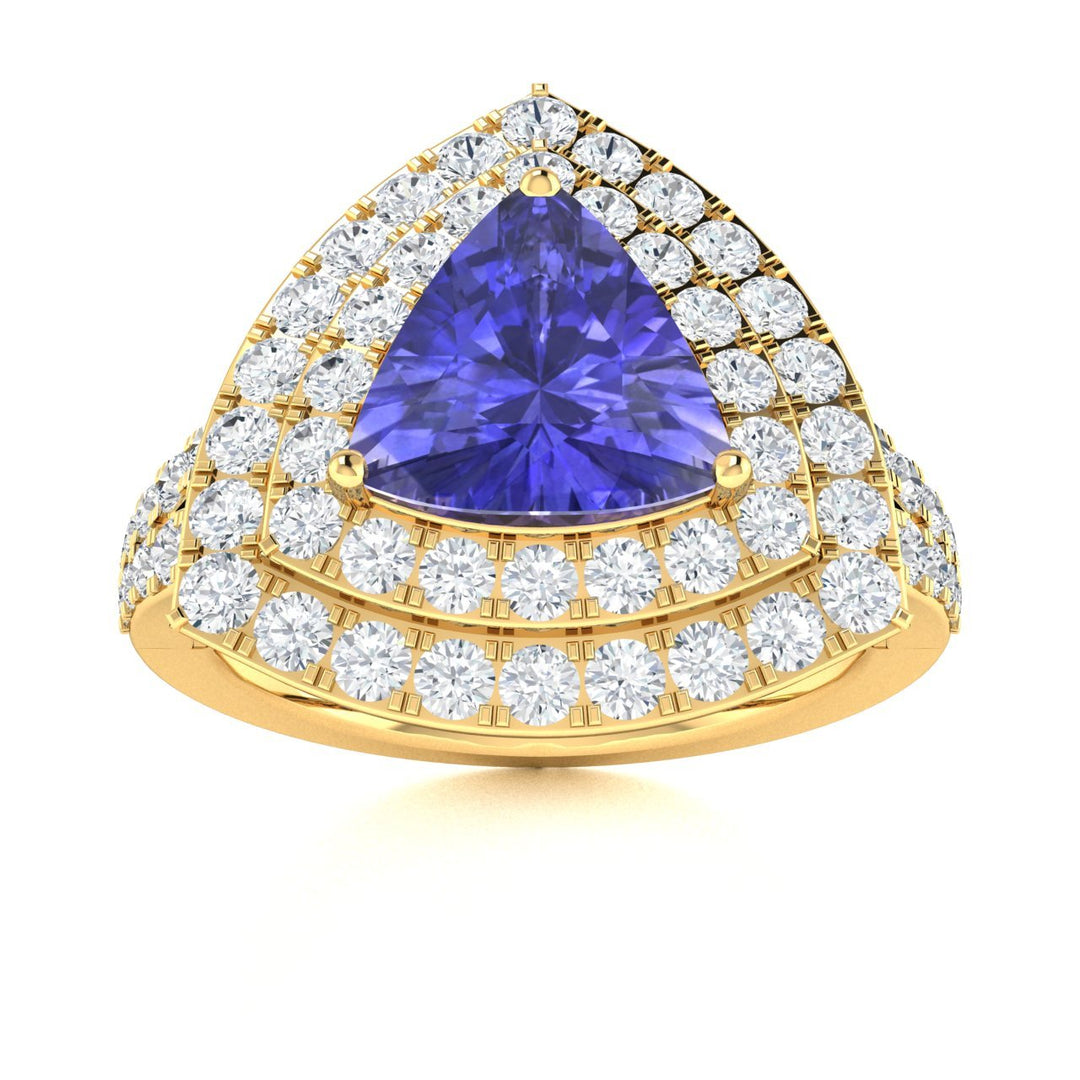 14KT Gold Triangle Tanzanite and Diamond Ladies Ring (Tanzanite 1.80 cts. White Diamond 1.00cts.)