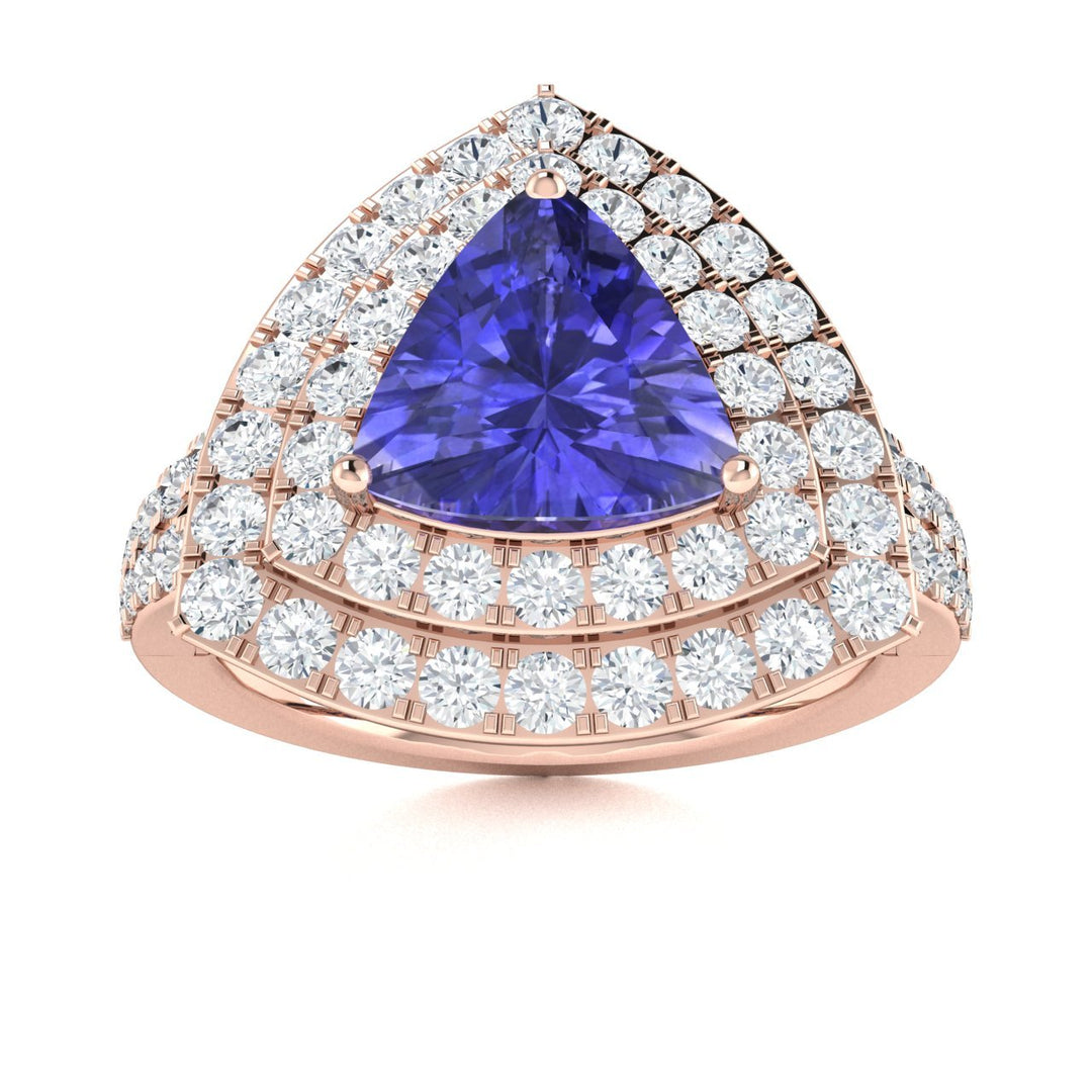 14KT Gold Triangle Tanzanite and Diamond Ladies Ring (Tanzanite 1.80 cts. White Diamond 1.00cts.)