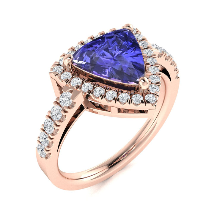 14KT Gold Trillion Tanzanite and Diamond Ladies Ring (Tanzanite 1.75 cts. White Diamond 0.30 cts.)