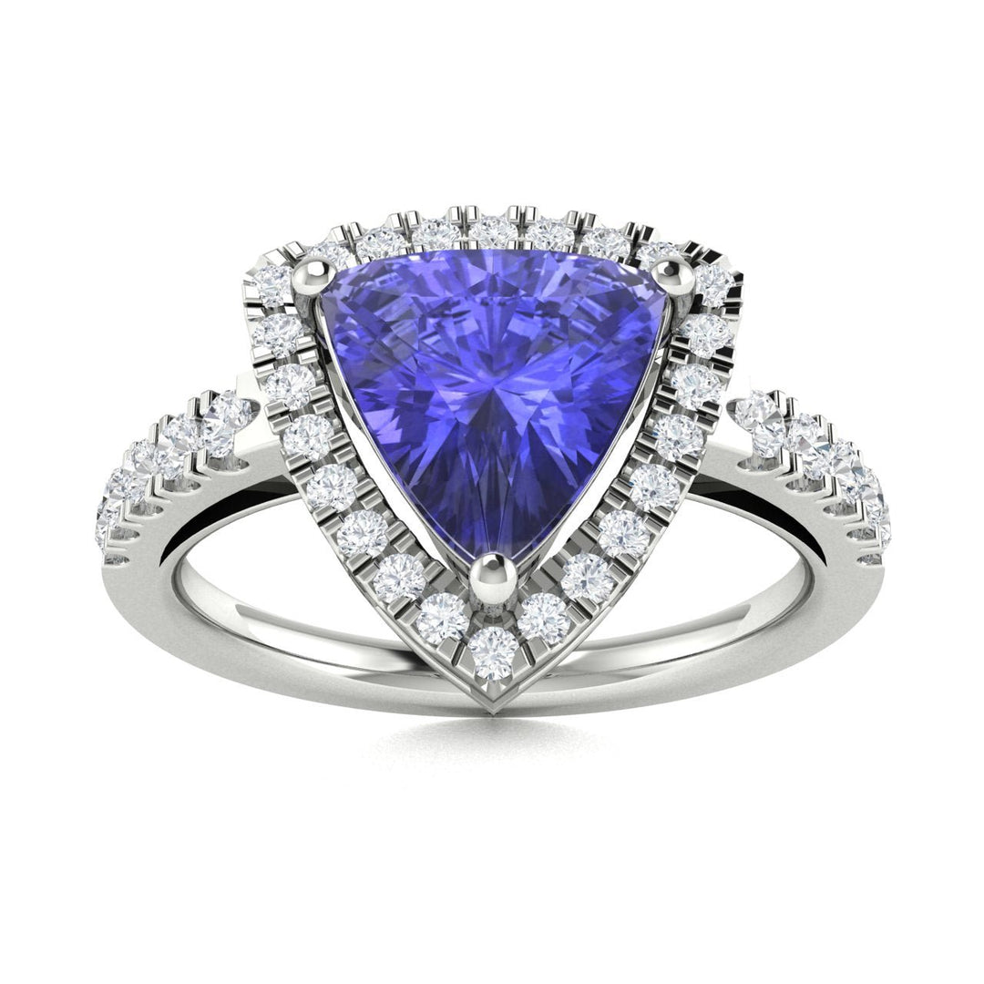 14KT Gold Trillion Tanzanite and Diamond Ladies Ring (Tanzanite 1.75 cts. White Diamond 0.30 cts.)