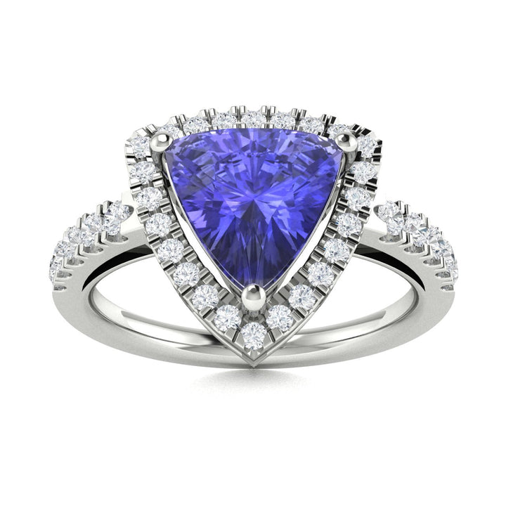 14KT Gold Trillion Tanzanite and Diamond Ladies Ring (Tanzanite 1.75 cts. White Diamond 0.30 cts.)