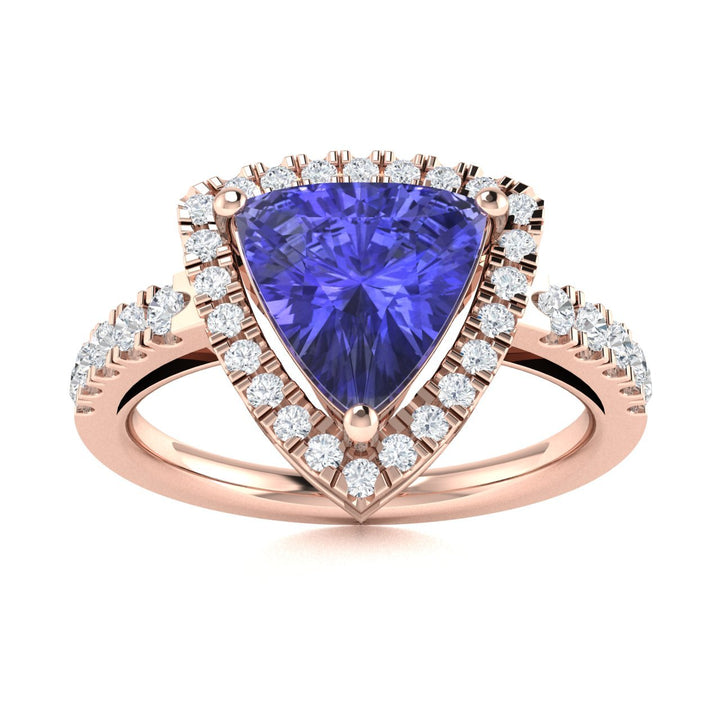 14KT Gold Trillion Tanzanite and Diamond Ladies Ring (Tanzanite 1.75 cts. White Diamond 0.30 cts.)