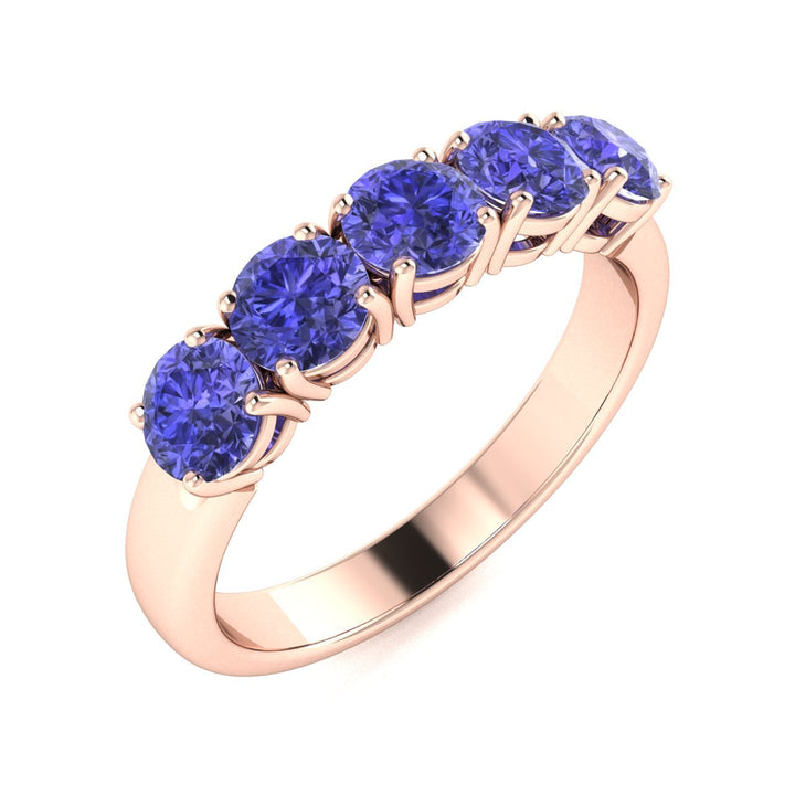 18kt Gold 5-stone Round Brilliant Cut Tanzanite Ladies Ring (Tanzanite 3.50cts)