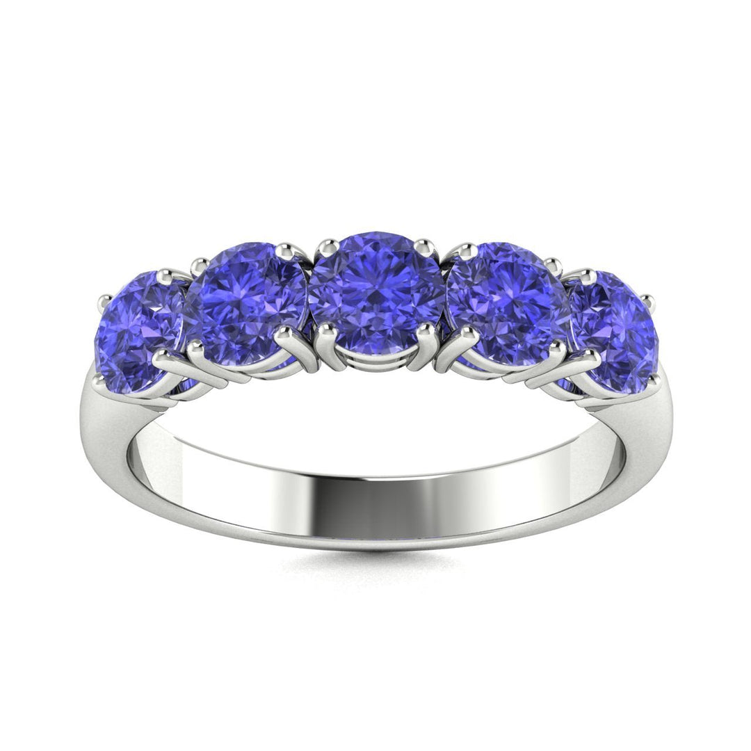 18kt Gold 5-stone Round Brilliant Cut Tanzanite Ladies Ring (Tanzanite 3.50cts)