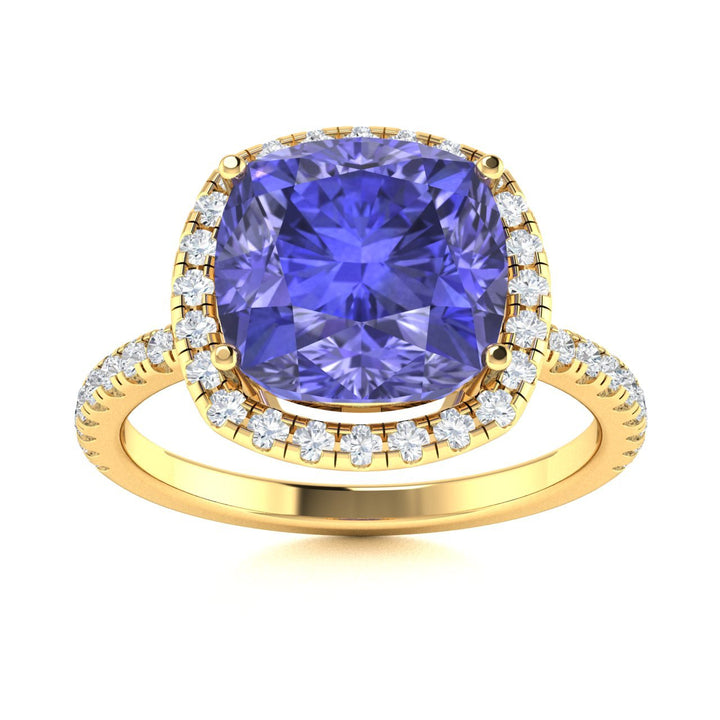 18kt Gold Cushion Cut Tanzanite and Diamond Ladies Ring (Tanzanite 2.00ct Diamonds 0.20 cts)