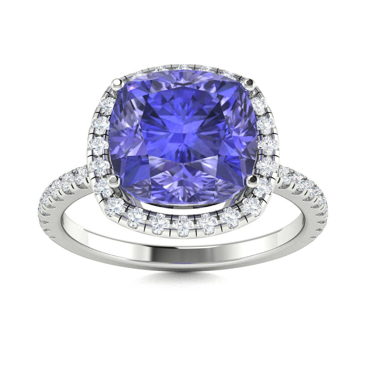 18kt Gold Cushion Cut Tanzanite and Diamond Ladies Ring (Tanzanite 2.00ct Diamonds 0.20 cts)