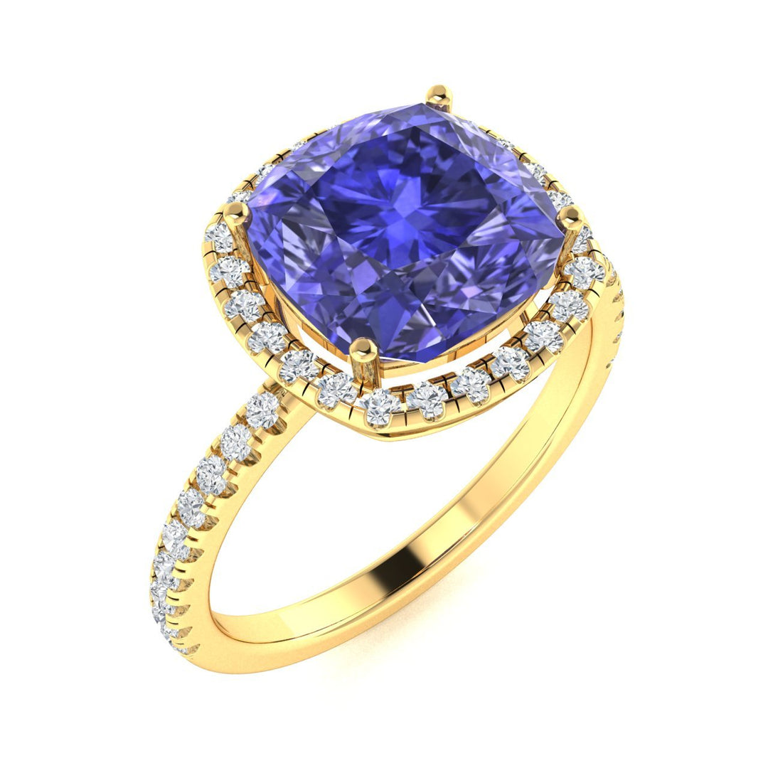 18kt Gold Cushion Cut Tanzanite and Diamond Ladies Ring (Tanzanite 2.00ct Diamonds 0.20 cts)