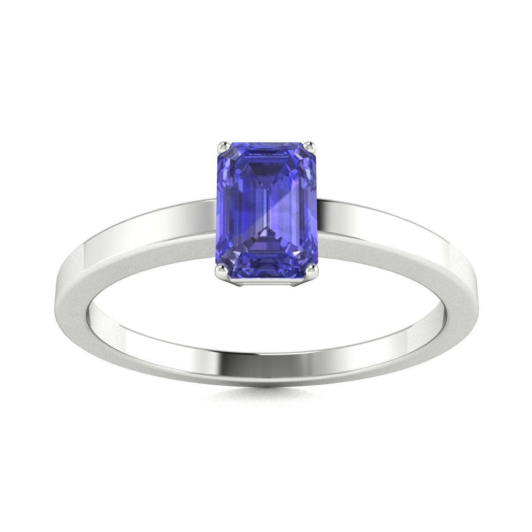 18KT Gold Emerald Cut Tanzanite Ring (Tanzanite 0.93 cts)