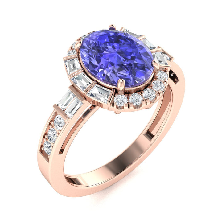 18kt Gold Oval Brilliant Tanzanite and Diamond Ladies Ring (Tanzanite 6.00ct Diamonds 1.25cts)