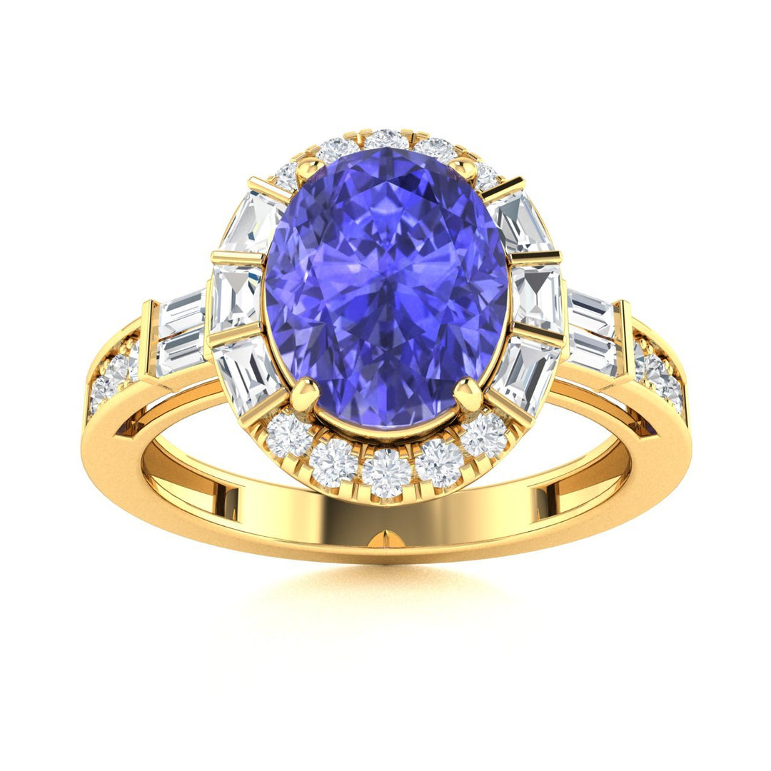 18kt Gold Oval Brilliant Tanzanite and Diamond Ladies Ring (Tanzanite 6.00ct Diamonds 1.25cts)