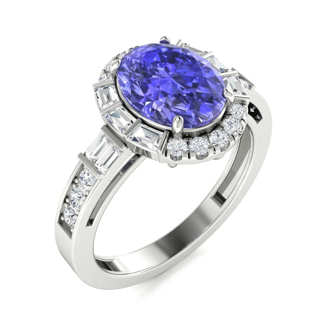 18kt Gold Oval Brilliant Tanzanite and Diamond Ladies Ring (Tanzanite 6.00ct Diamonds 1.25cts)