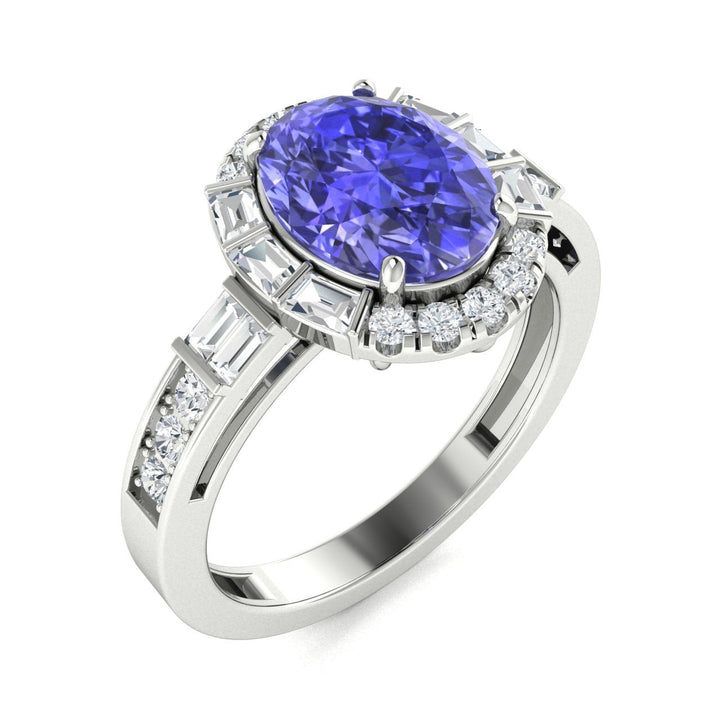 18kt Gold Oval Brilliant Tanzanite and Diamond Ladies Ring (Tanzanite 6.00ct Diamonds 1.25cts)