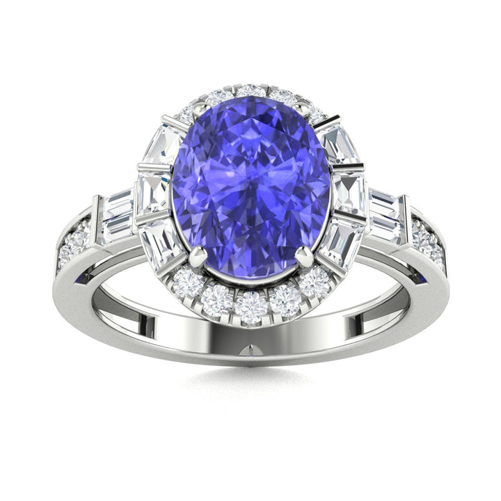 18kt Gold Oval Brilliant Tanzanite and Diamond Ladies Ring (Tanzanite 6.00ct Diamonds 1.25cts)