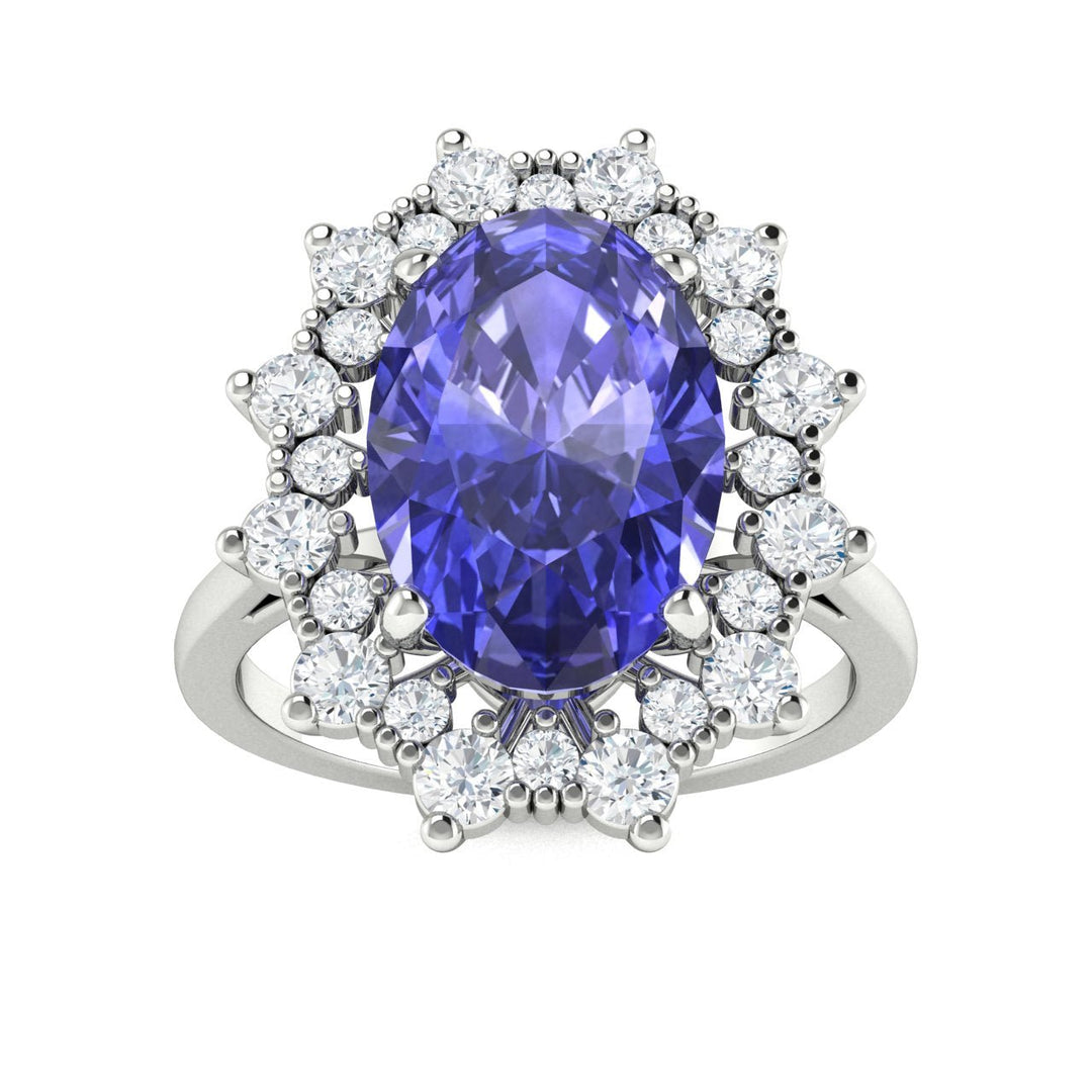 18KT Gold Oval Tanzanite and Diamond Ladies Ring (Tanzanite 4.21 cts. White Diamond 0.51 cts.)