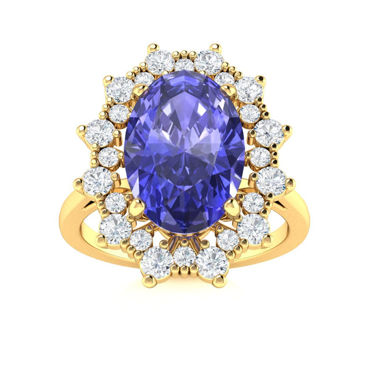 18KT Gold Oval Tanzanite and Diamond Ladies Ring (Tanzanite 4.21 cts. White Diamond 0.51 cts.)