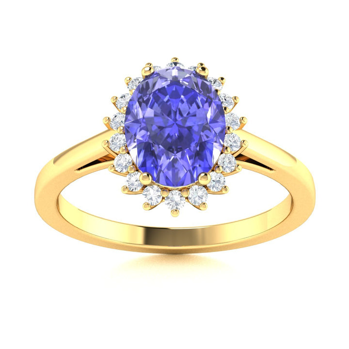 18kt Gold 'Princess Diamond Concept' Tanzanite Ladies Ring (Tanzanite 3.75cts White Diamonds 0.25 cts)