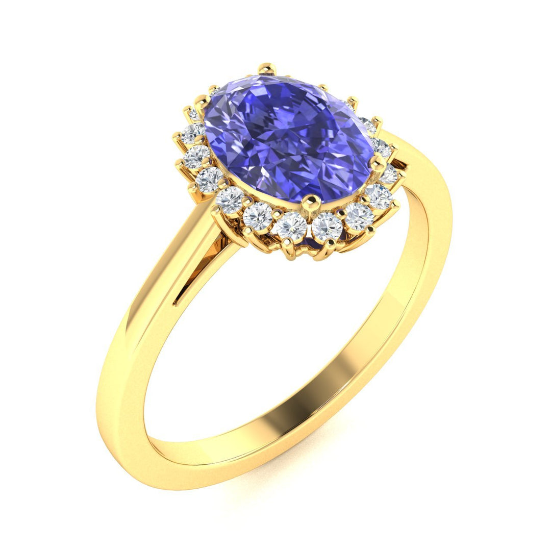 18kt Gold 'Princess Diamond Concept' Tanzanite Ladies Ring (Tanzanite 3.75cts White Diamonds 0.25 cts)