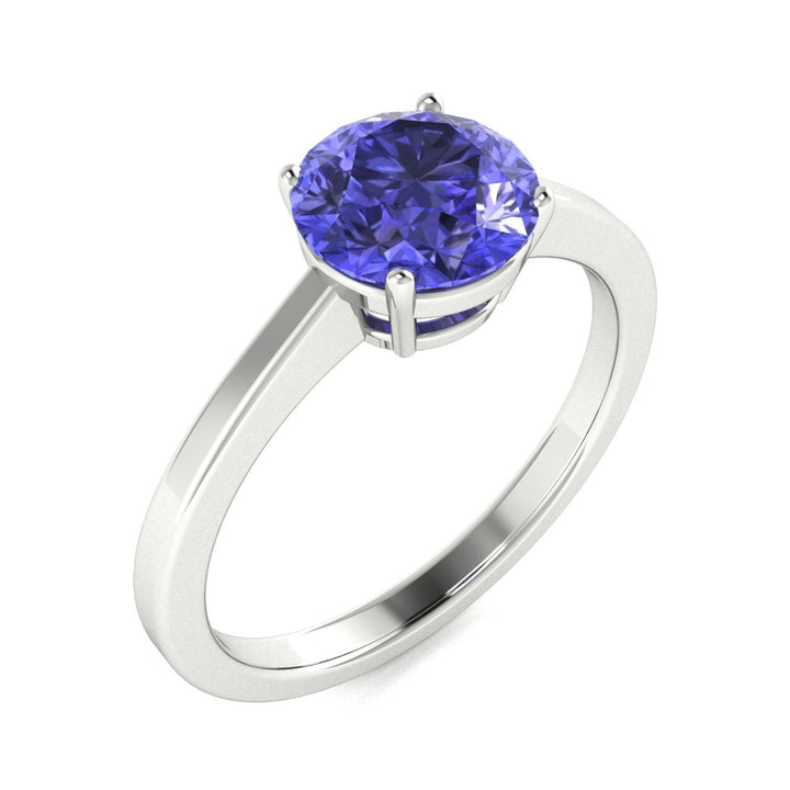 18kt Gold Round Brilliant Cut Solitaire Tanzanite Ladies Ring (Tanzanite 3.00ct)