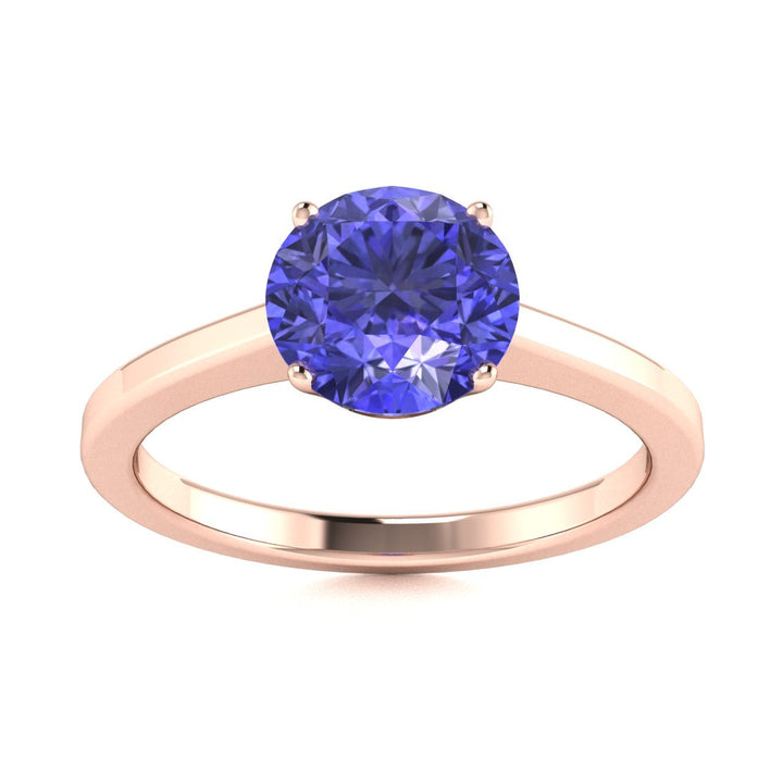 18kt Gold Round Brilliant Cut Solitaire Tanzanite Ladies Ring (Tanzanite 3.00ct)