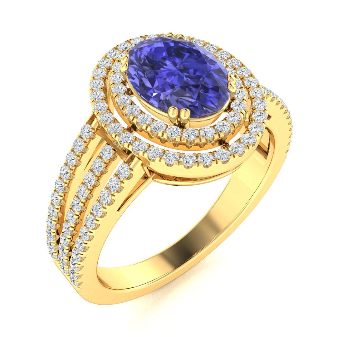 18KT Gold Tanzanite and Diamond Ladies Ring (Tanzanite 1.17 cts. White Diamond 0.79 cts.)